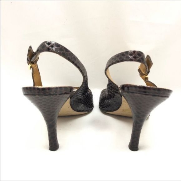 TAHARI Robin 1 Brown Snakeskin Slingback Heels. Peep toe in a size 7 - Picture 5 of 8